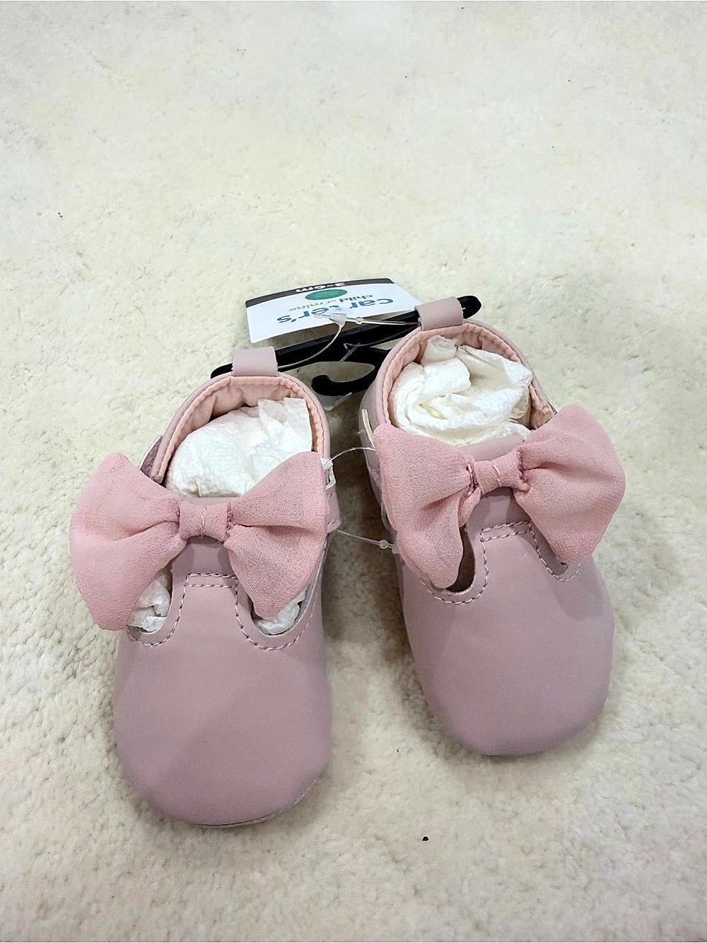 Carter's Pink Bow Baby Shoes Baby 3-6M NWT